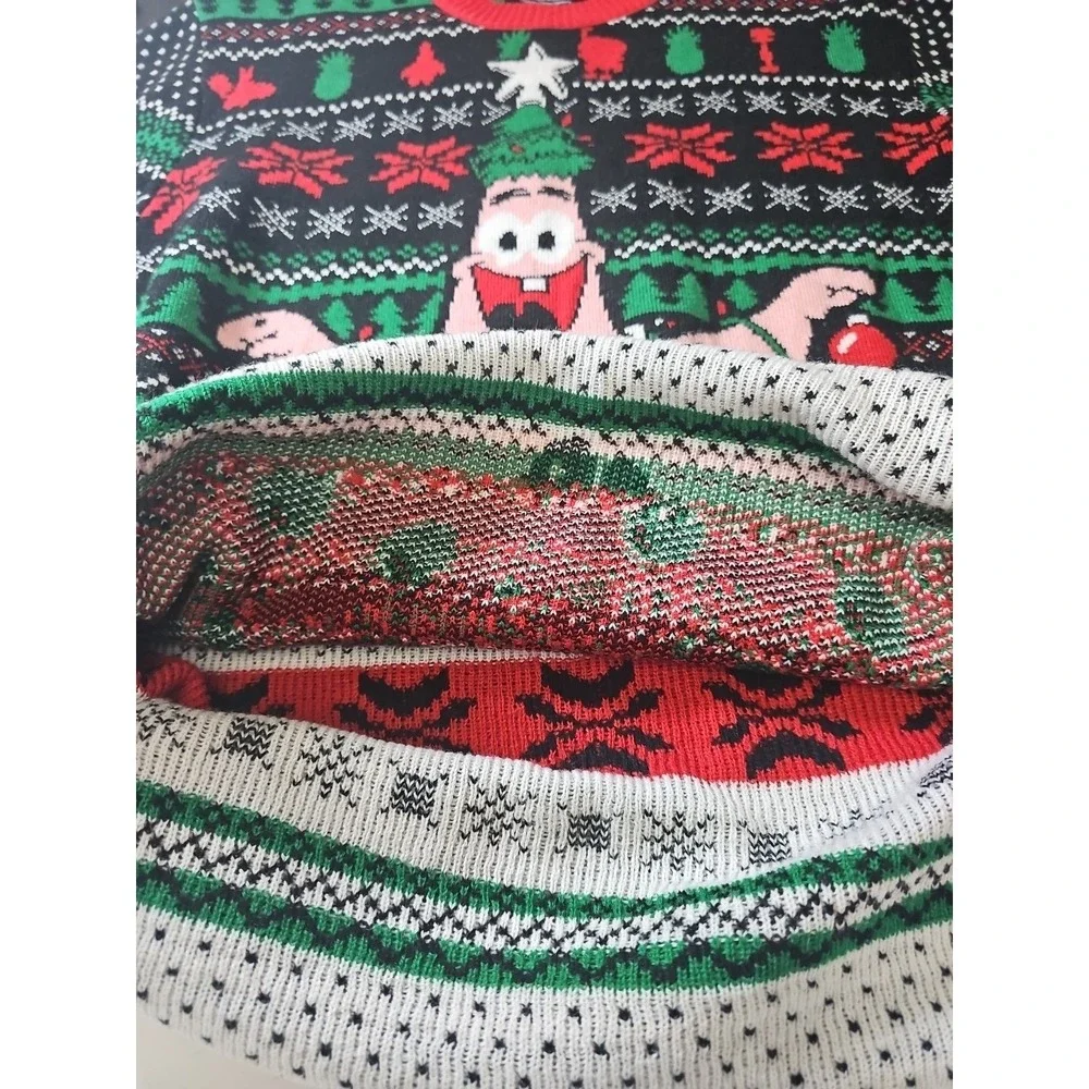 SpongeBob Patrick Star Christmas Ugly Sweater Men's‎ M Black Holiday Nickelodeon